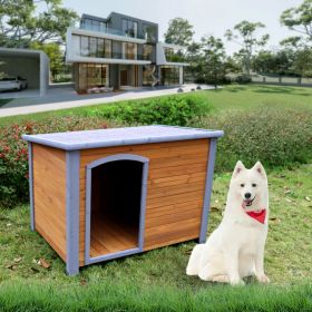 Dog House Outdoor & Indoor Heated Wooden Dog Kennel for Winter with Raised Feet Weatherproof for Large Dogs