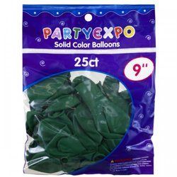 25 Count 9 Inch Balloons In Hunter Green (pack of 24)