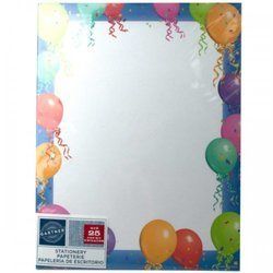 Balloon Border Stationery 25 Sheets (pack of 24)