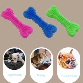 Dog Cat TPR Foam Eco-friendly TPR Chewing Toy Milky Scented Flat Bones Molar Teether Pet Supplies Spiny Soft Bite Resistant Toy (Color: Blue, size: M)