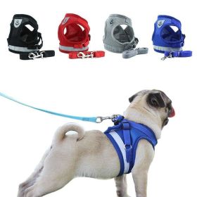 Summer Strap-style Dog Leash Adjustable Reflective Vest Walking Lead for Puppy Polyester Mesh Harness Small Dog Collars (Color: GRAY, size: XL)