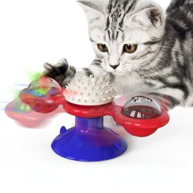 Windmill Cat Toy Interactive Pet Toys for Cats Puzzle Cat Game Toy With Whirligig Turntable for Kitten Brush Teeth Pet Supplies (Color: d)