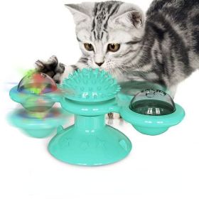 Windmill Cat Toy Interactive Pet Toys for Cats Puzzle Cat Game Toy With Whirligig Turntable for Kitten Brush Teeth Pet Supplies (Color: a)