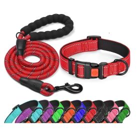 No Pull Dog Harness; Adjustable Nylon Dog Vest & Leashes For Walking Training; Pet Supplies (Color: Red, size: M)