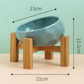 Pet Supplies Bowl Ceramic Cat Bowl Dog Bowl Oblique Mouth (Color: greenset)