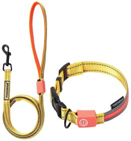 Touchdog 'Lumiglow' 2-in-1 USB Charging LED Lighting Water-Resistant Dog Leash and Collar (Color: Yellow, size: large)