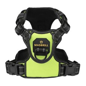 MASBRILL Dog Harness No Pull Nylon Adjustable Reflective Dog Vest Harness 2 Metal Leash Hooks Easy Control Handle Walking (Color: Grenn, size: XL)