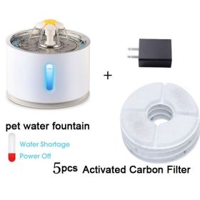 2.4L Automatic Cat Water Fountain Water level Window LED Electric Mute Water Feeder Dog Pet Drinker Bowl Pet Drinking Dispenser (Color: Fountain 5pcs filter, size: UK)