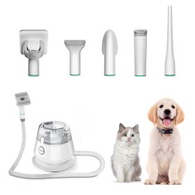 INSE P20 Pet Grooming Kit & Vacuum Suction 99% Pet Hair, Professional Grooming Clippers with 5 Grooming Tools for Dogs Cats and (Color: White, Plug Type: us)