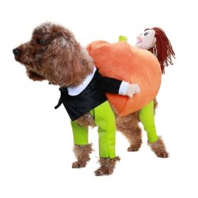 Halloween Funny Dog Cat Clothes Pet Pumpkin Costume Dog Cosplay Special Events Apparel Outfit Dog Cute Costumes Pet Clothing (Color: a, size: XL)